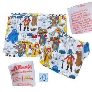 St. Mary's McDonald's 1976 McDonaldland Flat Sheet and Fitted Sheet Kids Sz Twin